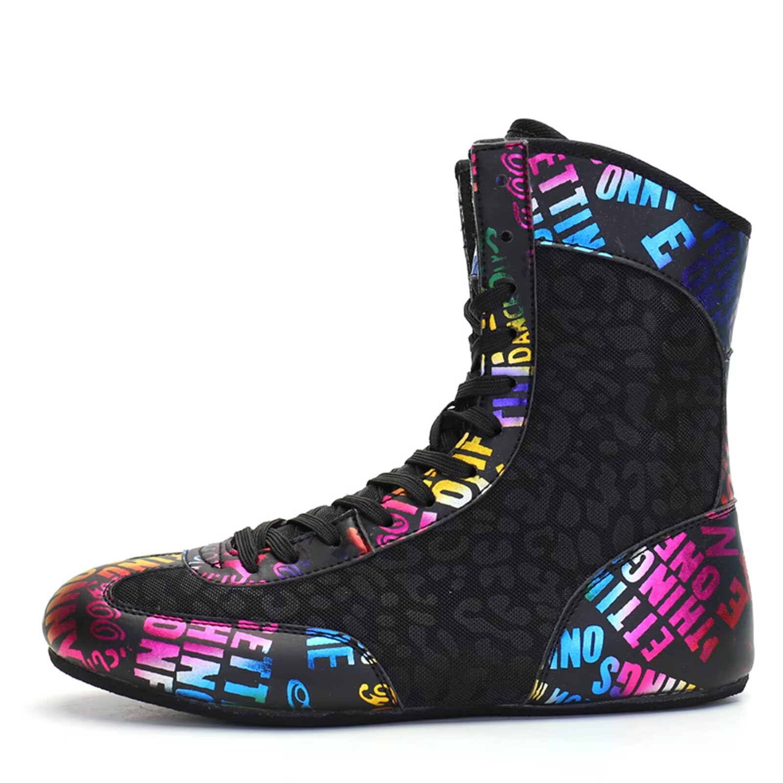 Zapatos de Lucha y Boxeo para niños - Zapatillas de Fitness para jóvenes, Zapatillas Altas Antideslizantes Culturismo, Kickboxing para Exteriores para Mujeres y Hombres