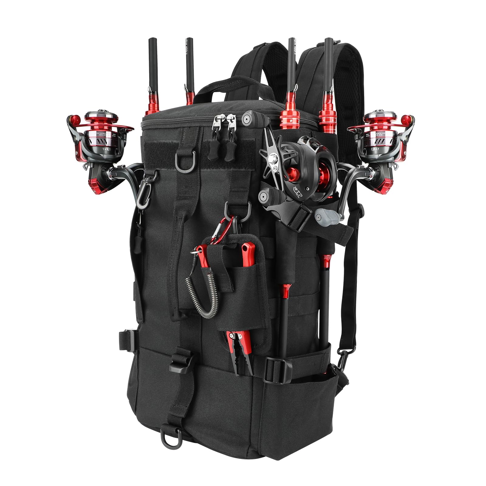 KOMCLUB Bolso para pesca, bolsa de almacenamiento para equipos de pesca, bolsa de hombro para equipo de pesca, almacenamiento de cañas, bolsa de herramientas para pesca, senderismo, caza, camping