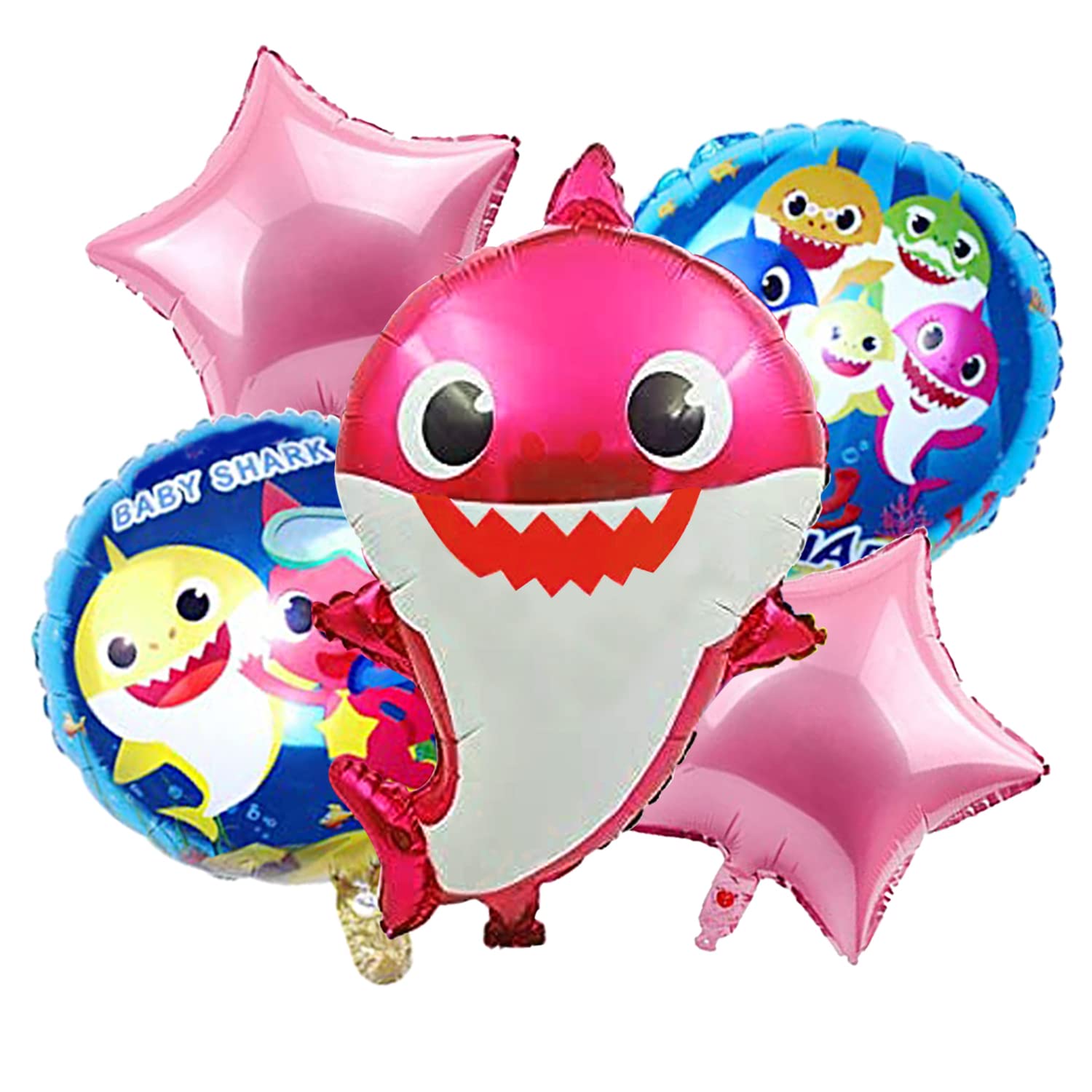 AMFIN® Shark Theme Birthday Decorations/Star Foil Balloon/Sea Animal Theme Birthday/Water Animal/Shark foil Balloon - Pack of 5