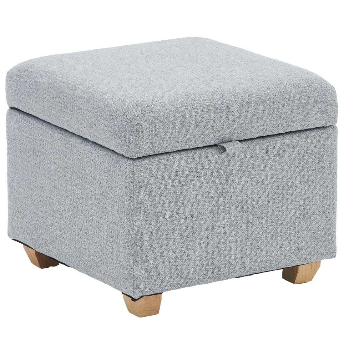 LEITING Large Storage Ottoman Toy Box Chair Seat Foot Stool Footstool Footrest Cube Pouffe Upholstered with Linen Fabric Cover (Grey-C2)