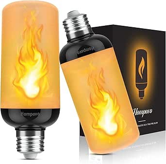 Hompavo Gen2 LED Flame Light Bulbs, 4-Mode Flickering Flame Effect, E26 Base, Indoor & Outdoor Decor, 2 Pack
