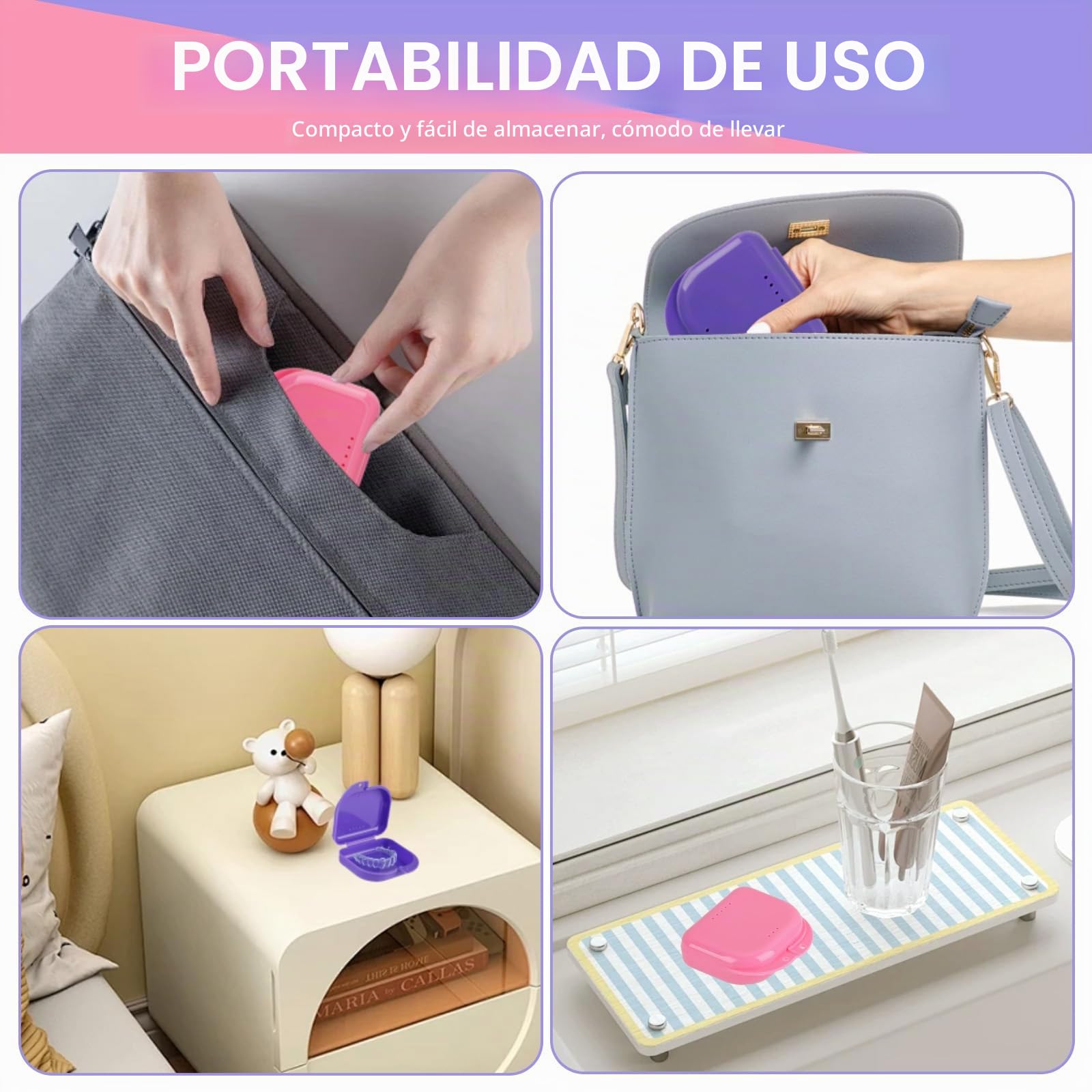 Caja Ortodoncia Dental Funda Ferula Aparato con Agujeros de Ventilación 2 Piezas
