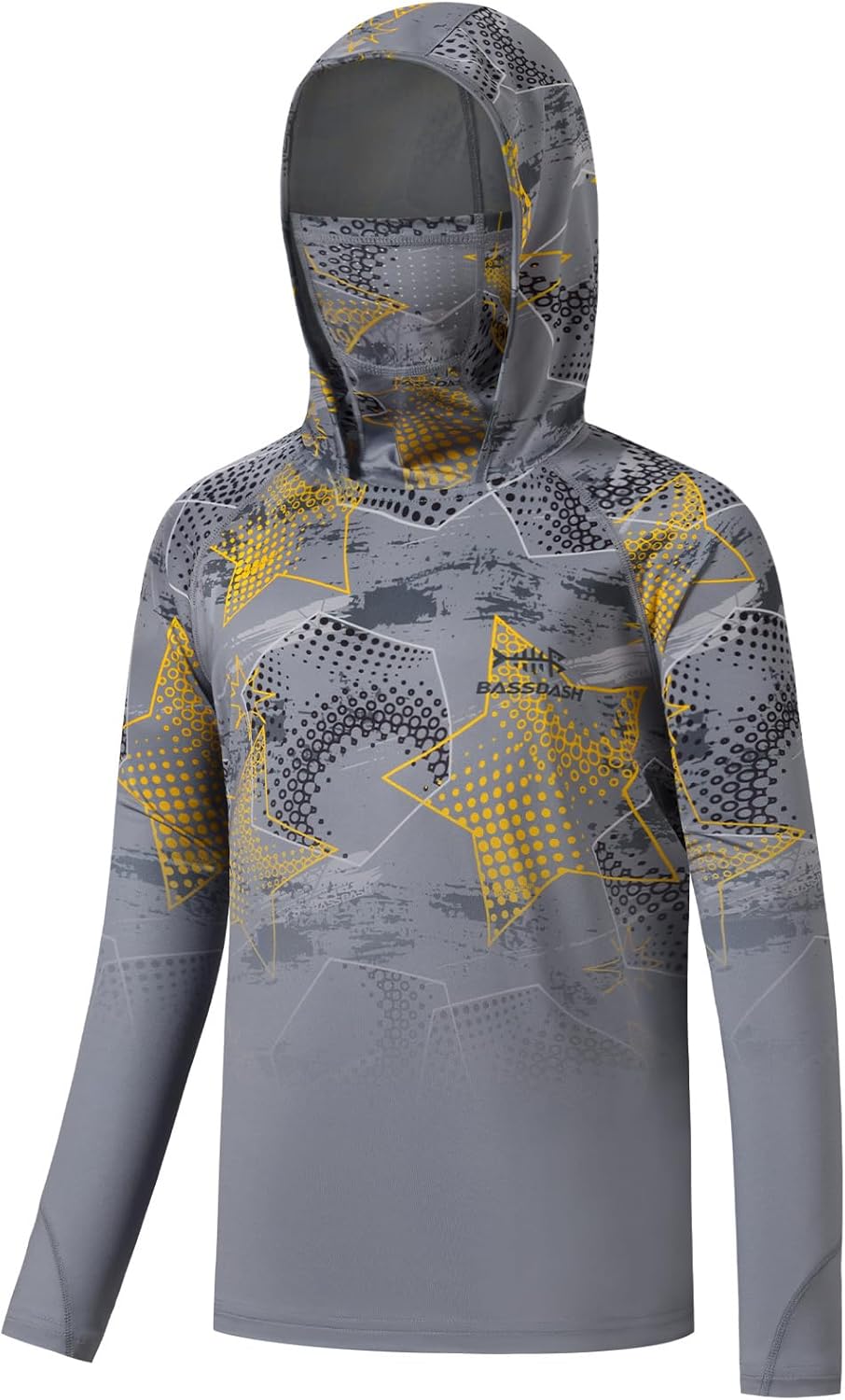 BASSDASH Youth UPF 50+ Hooded Shirts with Mask UV Neck Gaiter Sun Protection Long Sleeve T Shirt for Fishing Swim