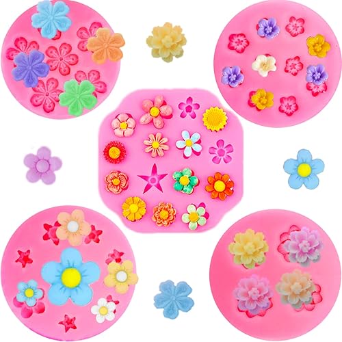 5 moldes de silicona para dulces, mini margaritas de fondant de chocolate para decoración de pasteles, moldes de arcilla polimérica pequeños, molde