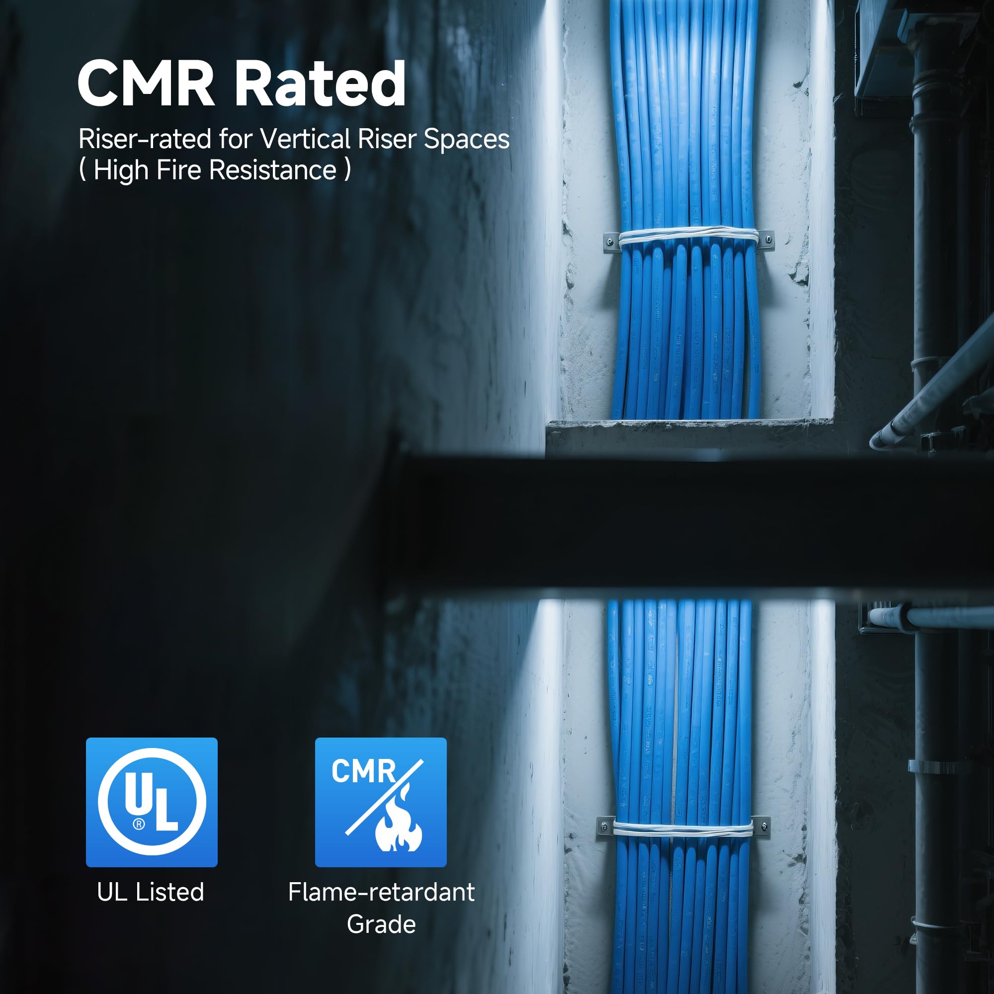 Cable Matters Cavo Cat6 10Gbps 23AWG CMR Cat6, 304,8 m, bianco | Montante a parete nominale, rame nudo, solido U/UTP, bobina di cavo Ethernet Cat 6