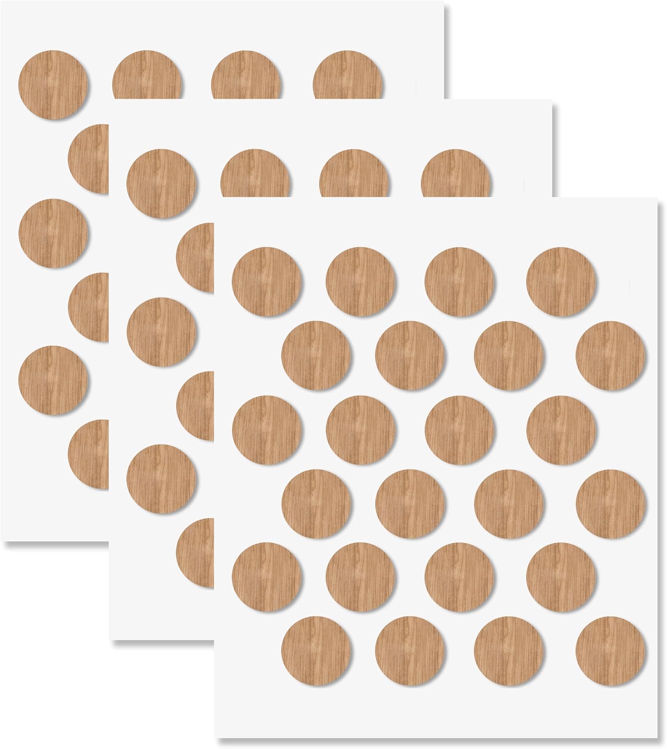 White Self-Adhesive Screw Hole Stickers - 50 pcs. 0.55 inch / 14 mm Peel Stick Dust Proof Tape, Water Resistance PVC Caps for Wood Cabinets, Furniture, Drawer, Wardrobe, Kitchen, Table