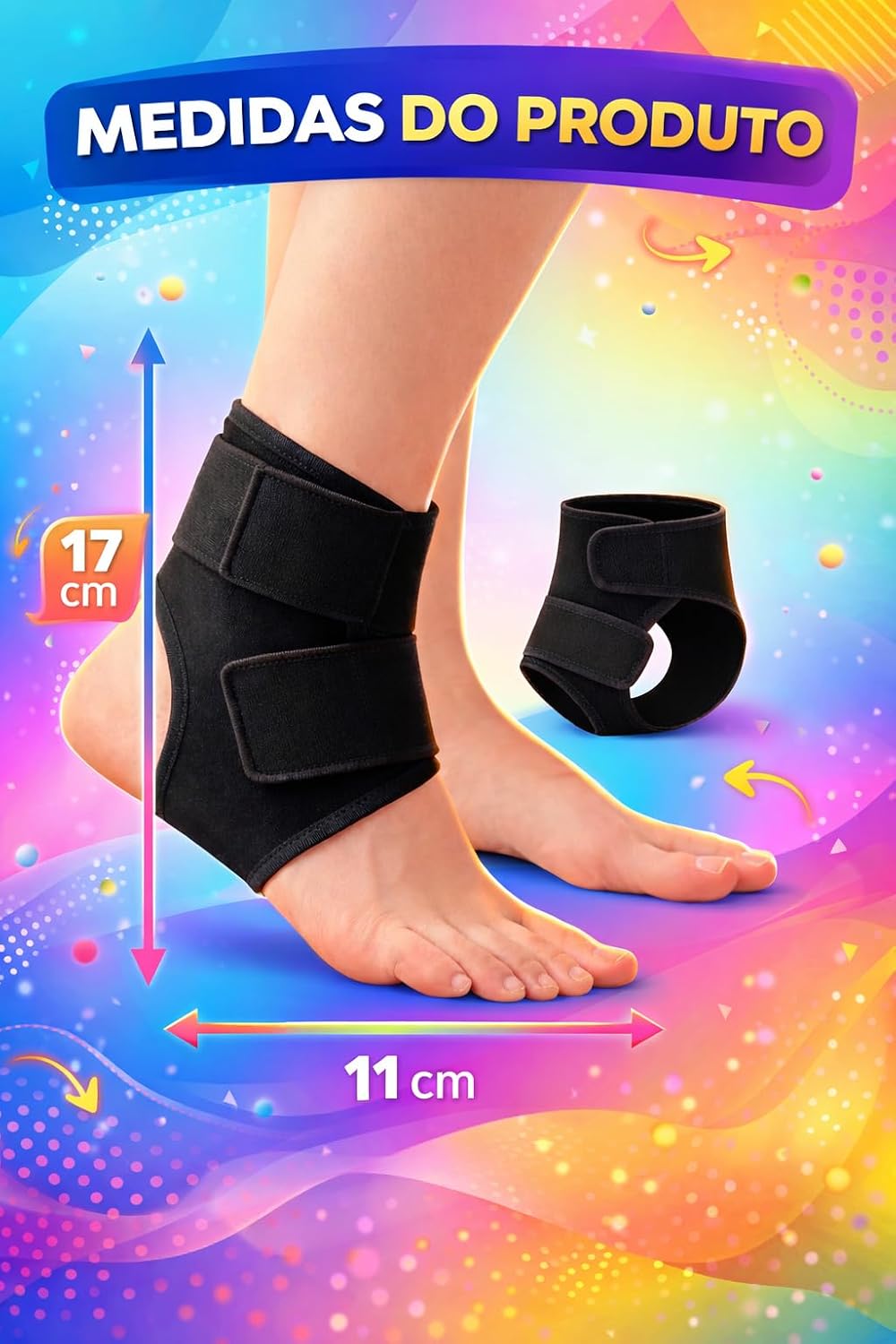 Tornozeleira de Compressão Ortopédica Preta Tamanho Único Estabilizadora para Tornozelo, Suporte com Neoprene SBR e Nylon, Alívio de Dor, Entorses, Esportes e Uso Diário Tornozeleira de Compressão Ortopédica Preta Tamanho Único Estabilizadora para Tornozelo, Suporte com Neoprene SBR e Nylon, Alívio de Dor, Entorses, Esportes e Uso Diário