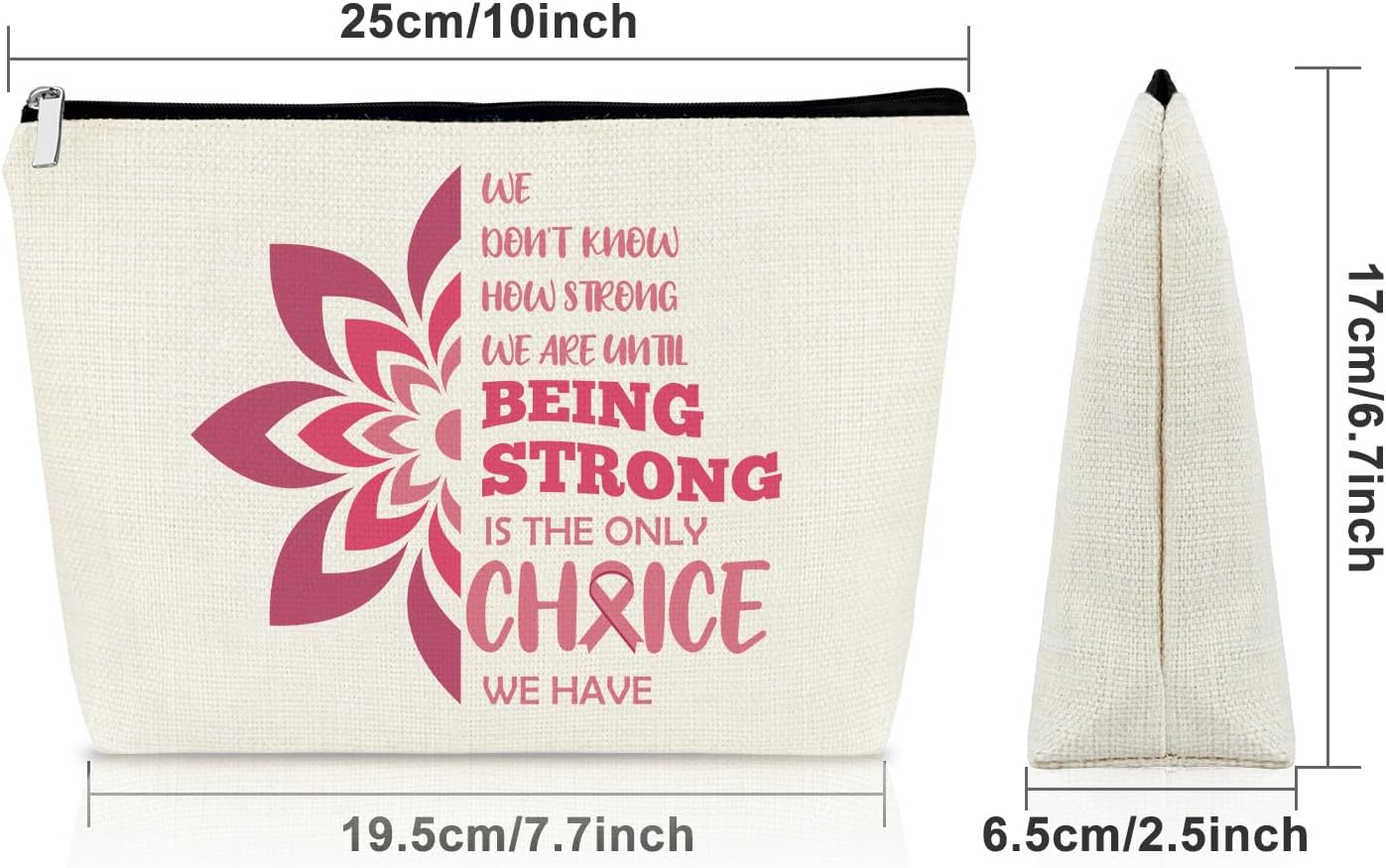 Cancer Gifts for Women Makeup Bag Breast Cancers Survivor Gifts Motivational Quote Gift for Daughter Sister Friend Cosmetic Bag Cancer Awareness Accessories Birthday Gift for Her Travel Pouch - Image 2