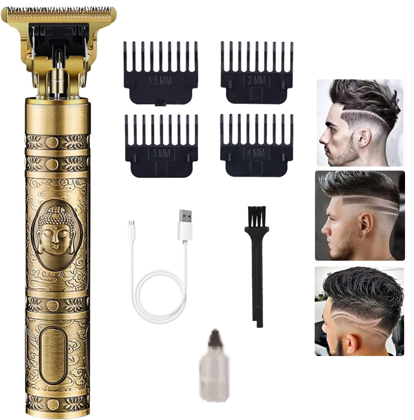 YOMNAHair Clippers for Men, Professional Hair Trimmer T Blade Trimmer Zero Gapped Trimmer, Cordless Rechargeable Beard Trimmer Shaver Hair Cutting Kit with Guide Combs Vintage Gold