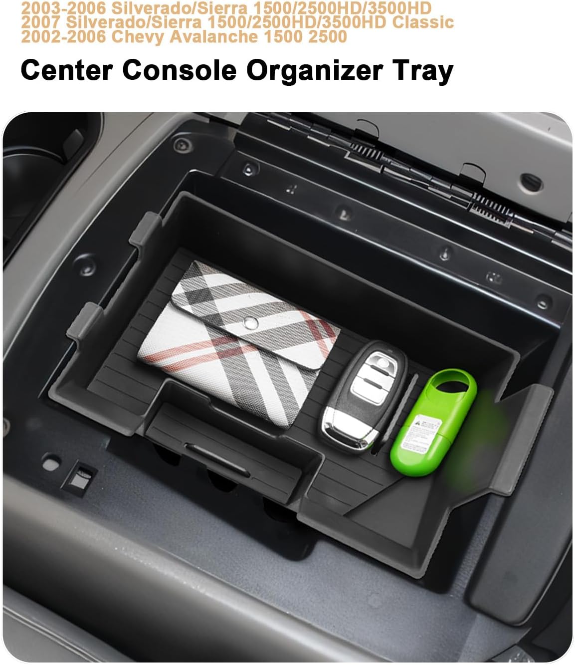 ECOZEN Center Console Organizer For 2003-2006 Silverado/Sierra 1500/2500HD/3500HD & 2007 Silverado/Sierra Classic & 2002-2006 Chevy Avalanche Accessories - Full Console w/Bucket Seats Only