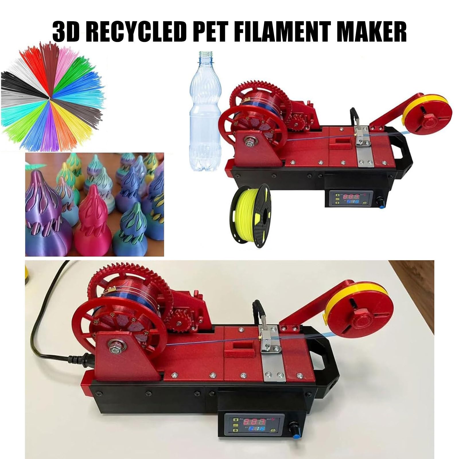Filament Extruder für 3D-Drucker, Desktop-Maker mit digitaler Temperaturregelung, Kunststoffflaschen-Recycling-Gerät für DIY-Projekte, ideal für Hersteller und Innovatoren