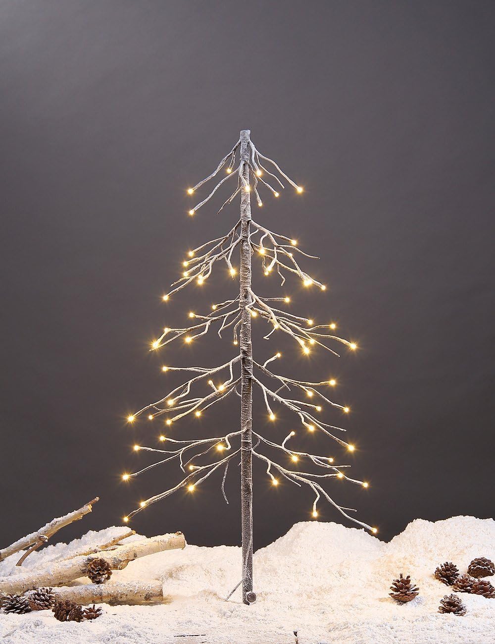 LIGHTSHARE 3 ft. Snowy Fir Tree, 72 LED Lights, for Indoor and Outdoor Use, Warm White, for Home Festival Party Christmas (3FT)