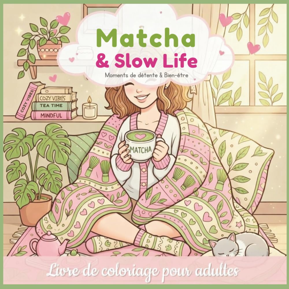 Matcha & Slow Life — Livre de Coloriage pour Adultes | 45 Illustrations Anti-Stress : Cozy, Bien-être & Détente