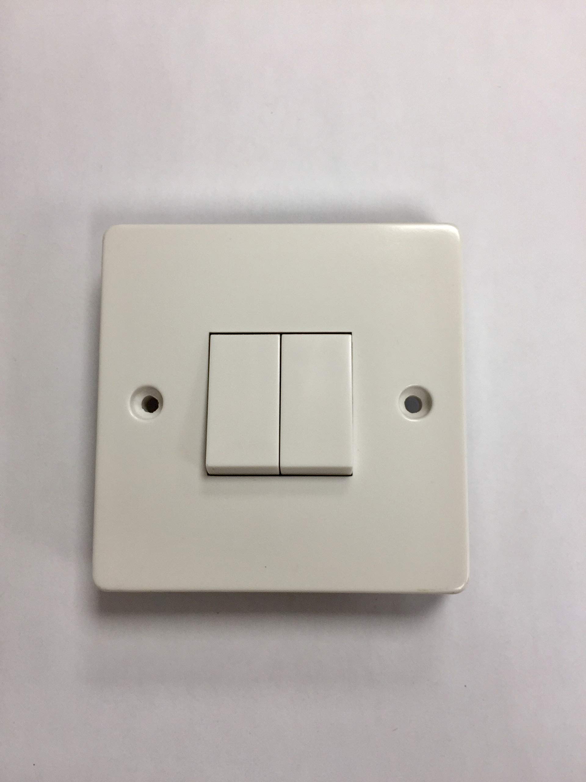White 2 Gang 1 Way Light Switch 10Ax