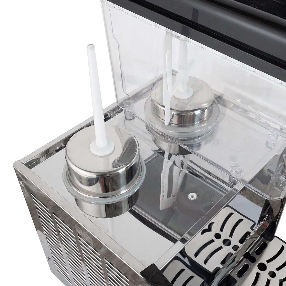 GastroHero Getränkespender ECO 2x12 Liter Doppel Saftspender Kaltgetränkespender mit Rührwerk Getränkekühler für Saft Eistee Limonade Polycarbonat Behälter +5 bis +12 °C