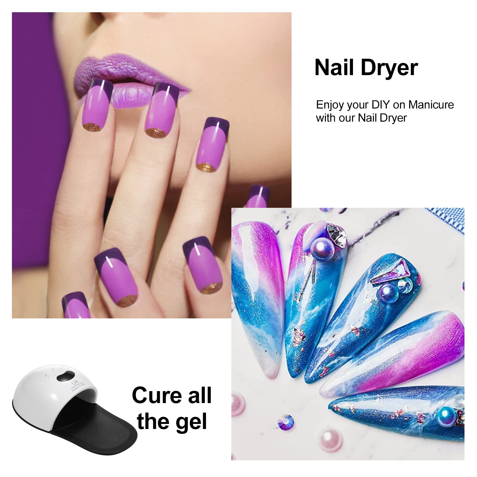 UV Lampe für Gelnägel, 2in1 Hände und Füße, 48W UV LED Lampe für Gelnägel Professionelle Nagel Lampe mit 30S/60S/99S Timer, Smart Sensor, Nagellampe Nageltrockner für Nägel Zehen DIY Mainicure Tools