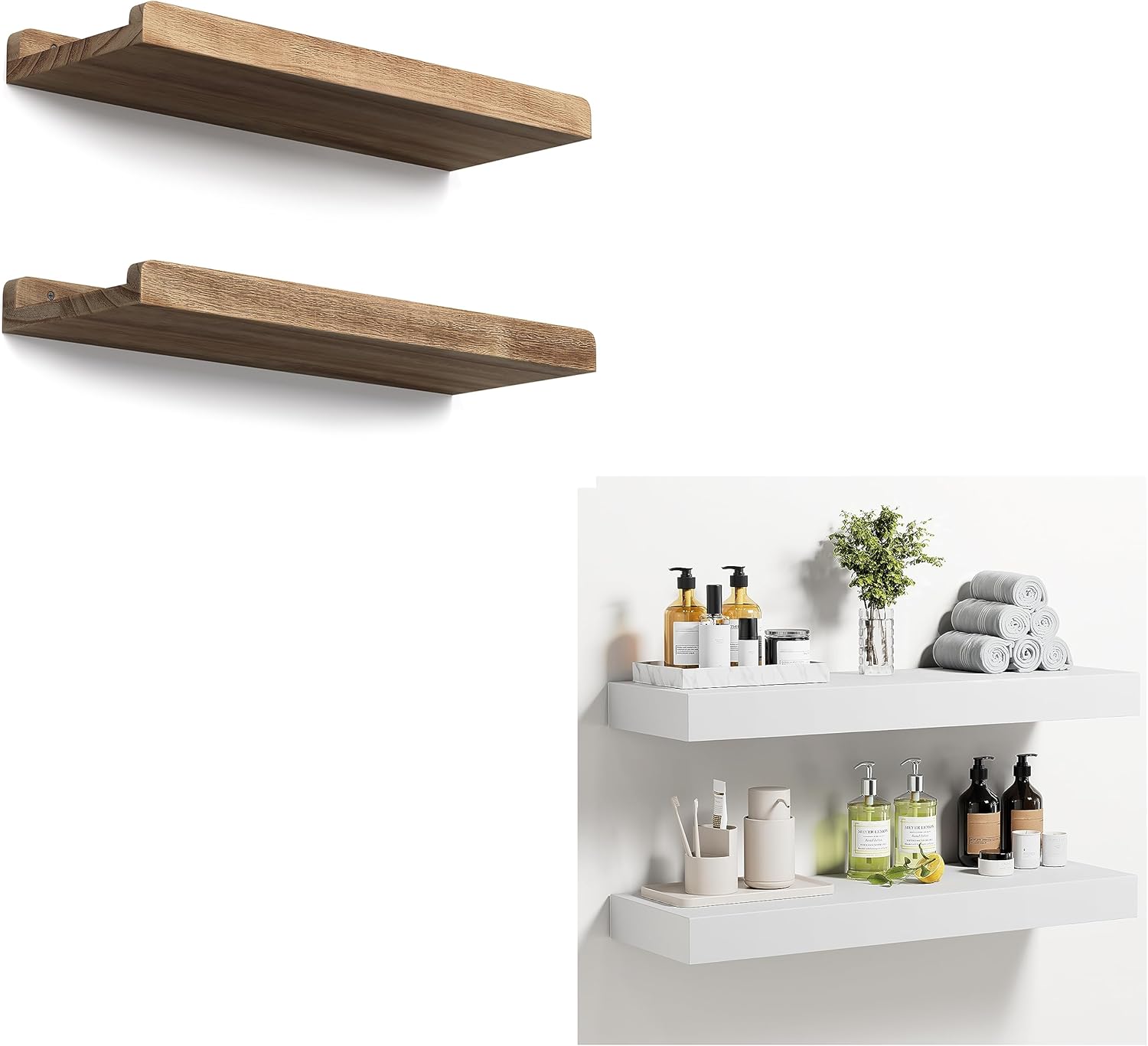AMADA HOMEFURNISHING Paulownia Floating Shelves and Solid