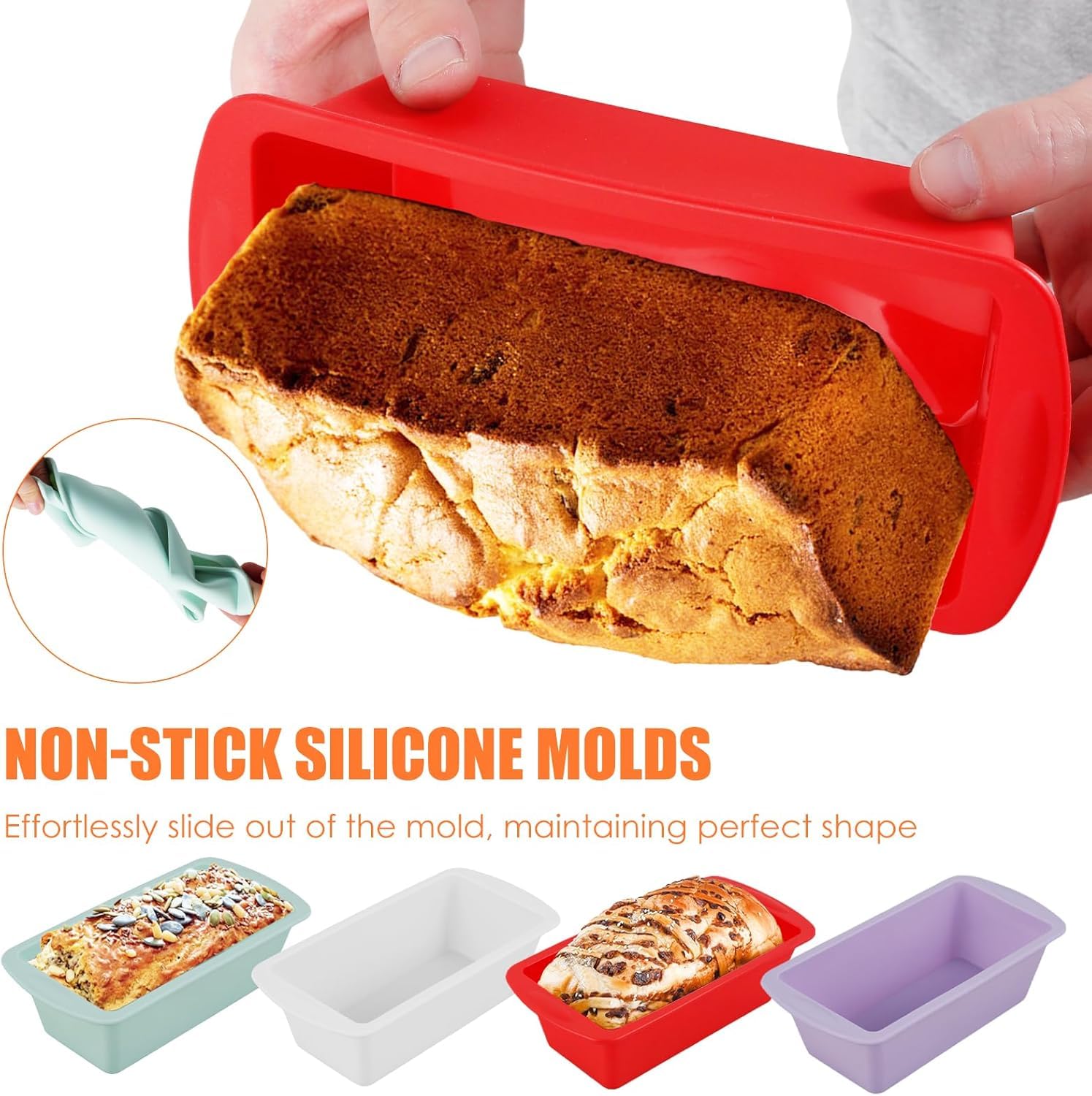 4 Mini Teglie Per Pane In Silicone Per Friggitrice Ad Aria - 16x8,5 Cm - Antiaderenti, Adatte A Forno E Microonde - Colorate