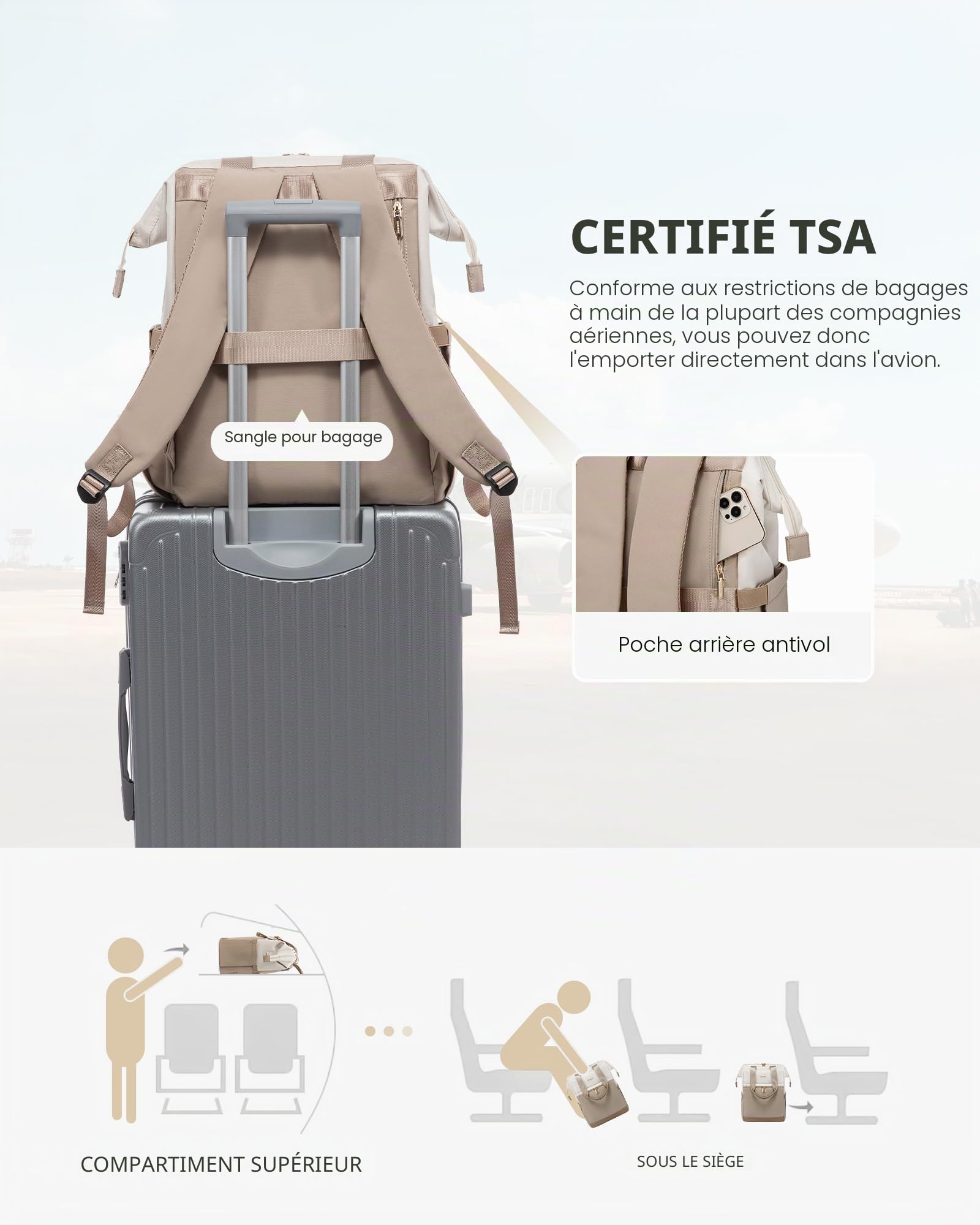 LOVEVOOK 17 Pouces Sac à Dos Ordinateur Portable pour Femme, Antivol et Renforcé de Voyage, pour Travail, College, École - Backpack Leger