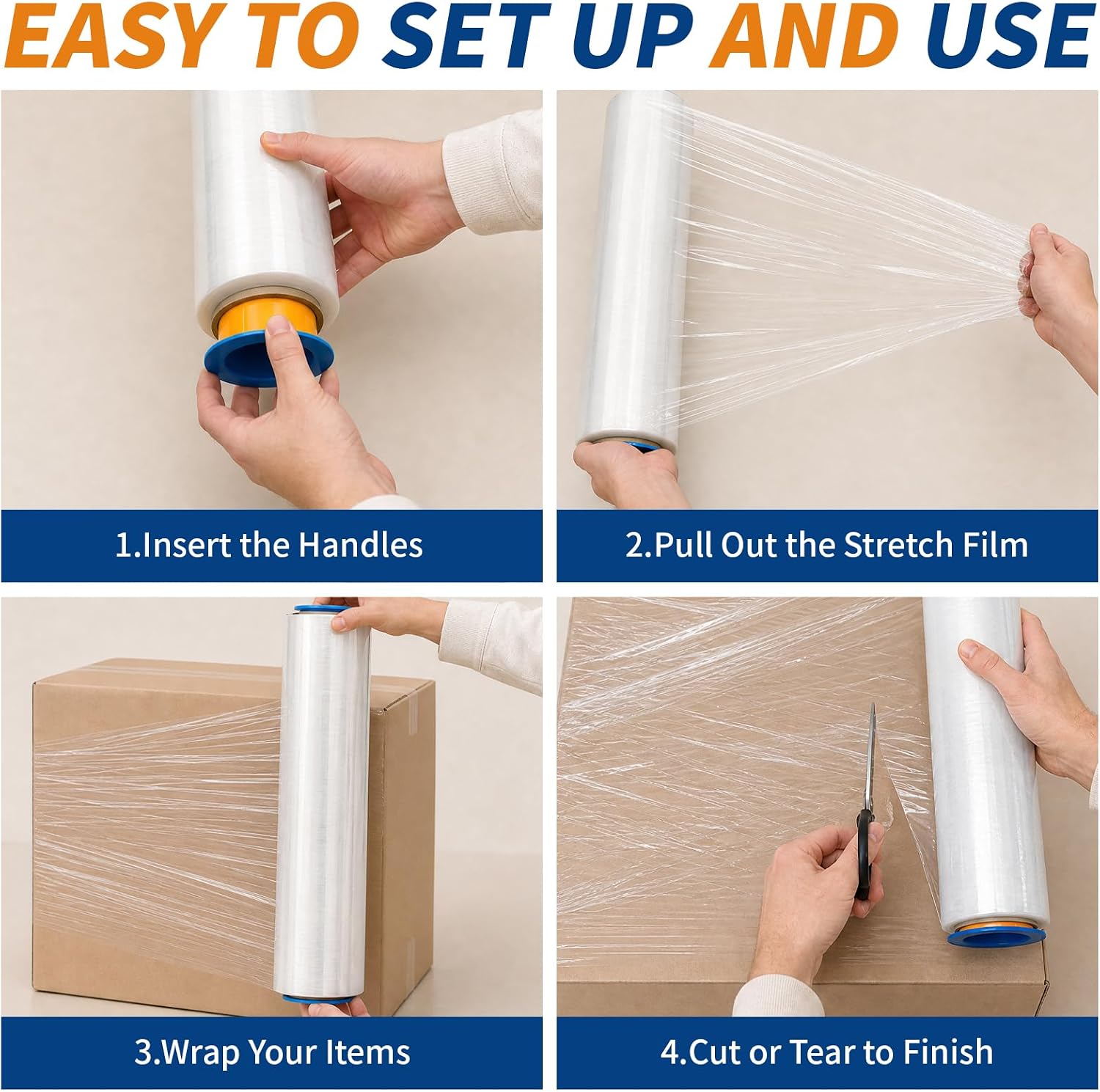 SWRT Stretch Wrap Roll, 15 in x 1000 Ft Plastic Wrap for Moving Furniture