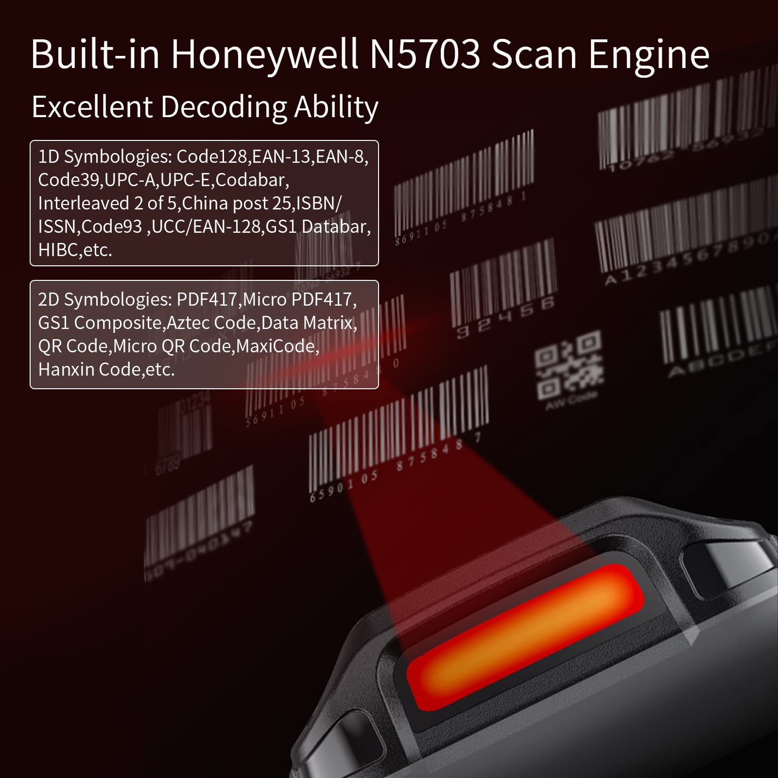 HUIOP pos system,Scanner di codici a barre Android 10.0 1D Terminale mobile palmare PDA con supporto motore di scansione 5703 Scansione di codici 1D/2D/QR Wireless Wi-Fi 4G con touchscreen da 4,0