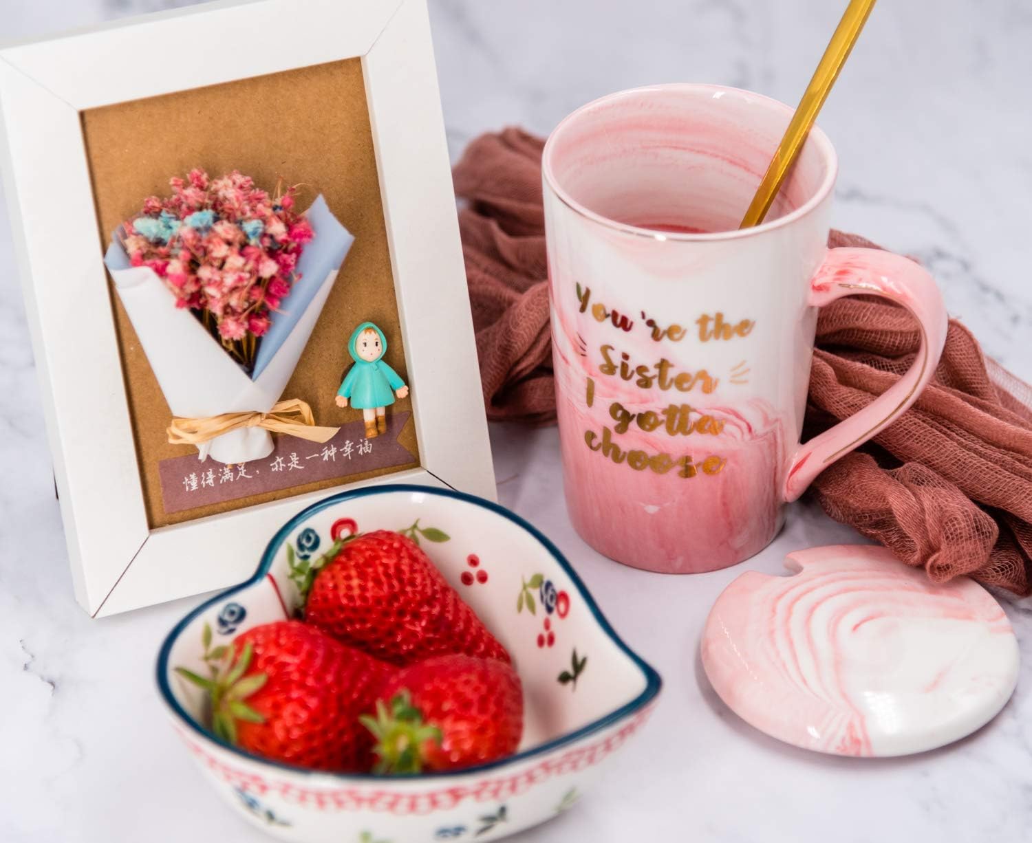 Buy 2 get 3 Mugpie You're the Sister I Got to Choose Mug - Birthday Gifts for Sister Sisters in Law Best Friend - Perfect Mother's Day Gifts- Pink Coffee Cup + Novelty Socks If You Can Read This,Bring Me Coffee