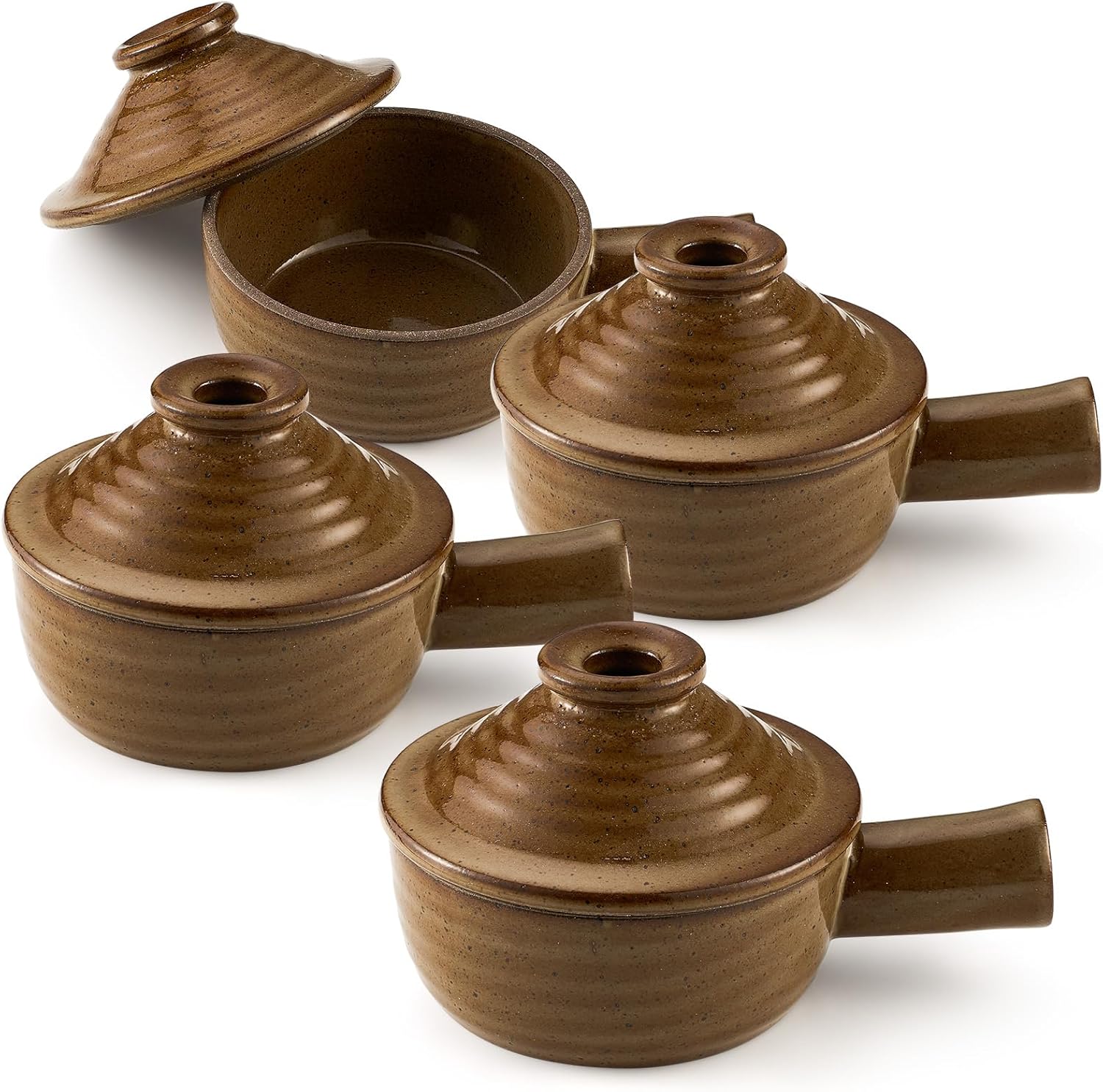 Maxdot 4 Pack Egg Cooker Egg Microwave Cooker with Lid and Hollow Hand Ceramic Microwave Poacher for Household Use and Food Preparation