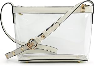 Clear Zipper Cross Body Bag with Vegan Leather Trim