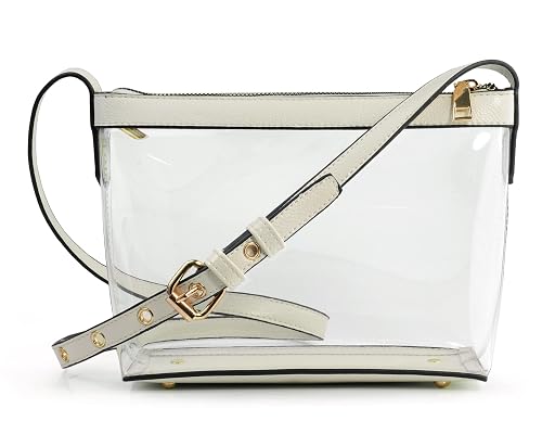 Clear Zipper Cross Body Bag with Vegan Leather Trim