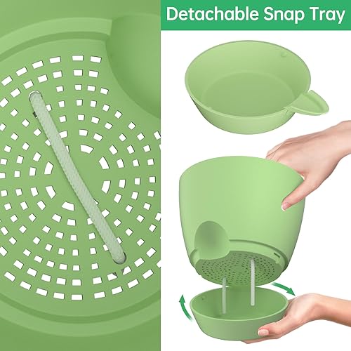 Miniatura 6 de ZMTECH Paquete de 2 macetas de 10 pulgadas con borde de riego automático con agujeros de drenaje y platillo extraíble, maceta de plástico para