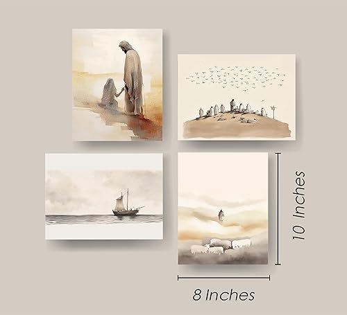 Vista 8 de Set of 4 Bible Story Wall Art, Christian Wall Art, Jesus Wall Decor, Christian Wall Decor, Scripture Wall Art, Christian Gifts for Women