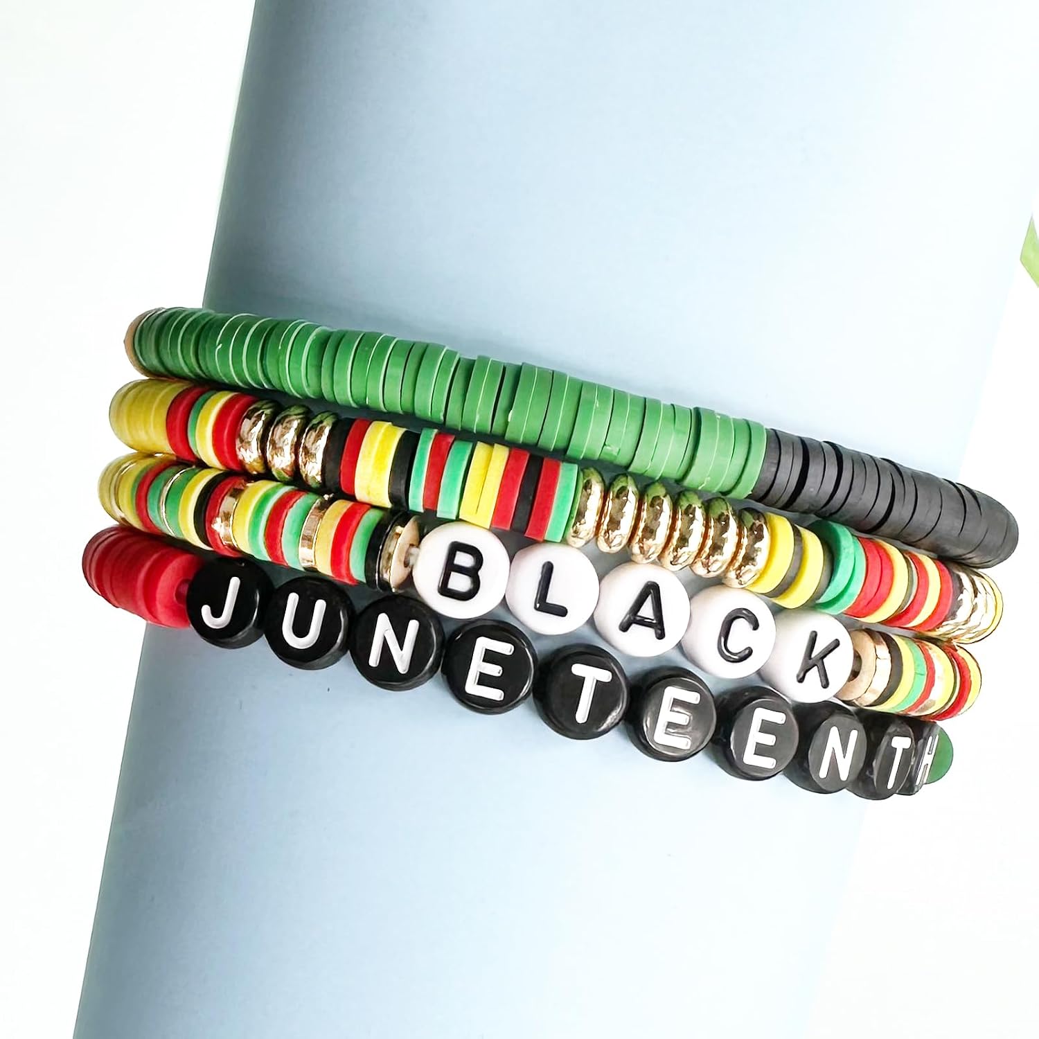 Happy Juneteenth Clay Bracelets 1865 Black American Independence Bracelets Juneteenth Gifts for Adults Women Holiday Decorations