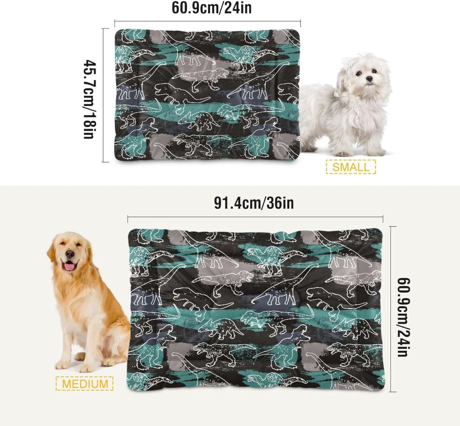 review Ultra Soft Pet Bed Washable Dog Bed Crate Mat for Dogs Fleece Dog Crate Kennel Pad Cat Pet Bed Liner 36x24in Dinosaur