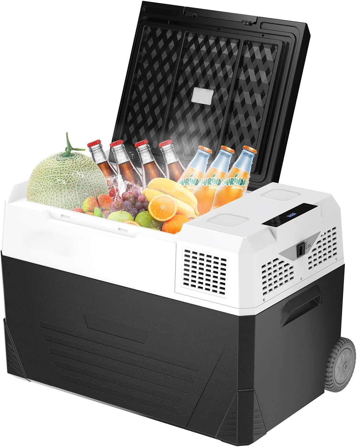 WANNYTON 58 Litre Electric Compressor Cool Box Car Refrigerator 12/24/100-240V Mini Fridge for Car Truck Boat Motorhome Portable with Wheels and Handles with AC/DC Cable [Energy Class B]