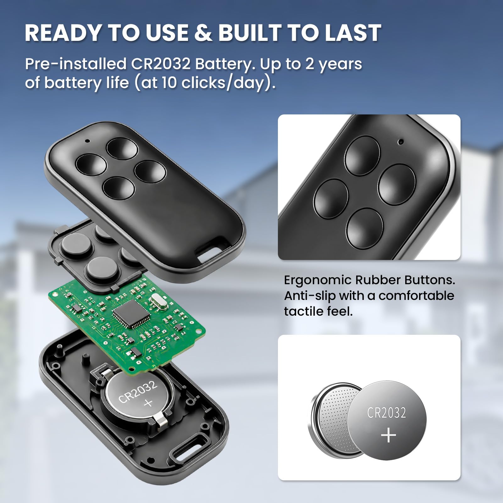 Télécommande compatible pour avidsen motorisation de portail, émetteur 4 canaux 433,92 MHz Rolling Code pour remplacement Thomson Extel Astrell Blyss, bip de garage avec pile CR2032(lot de 3)