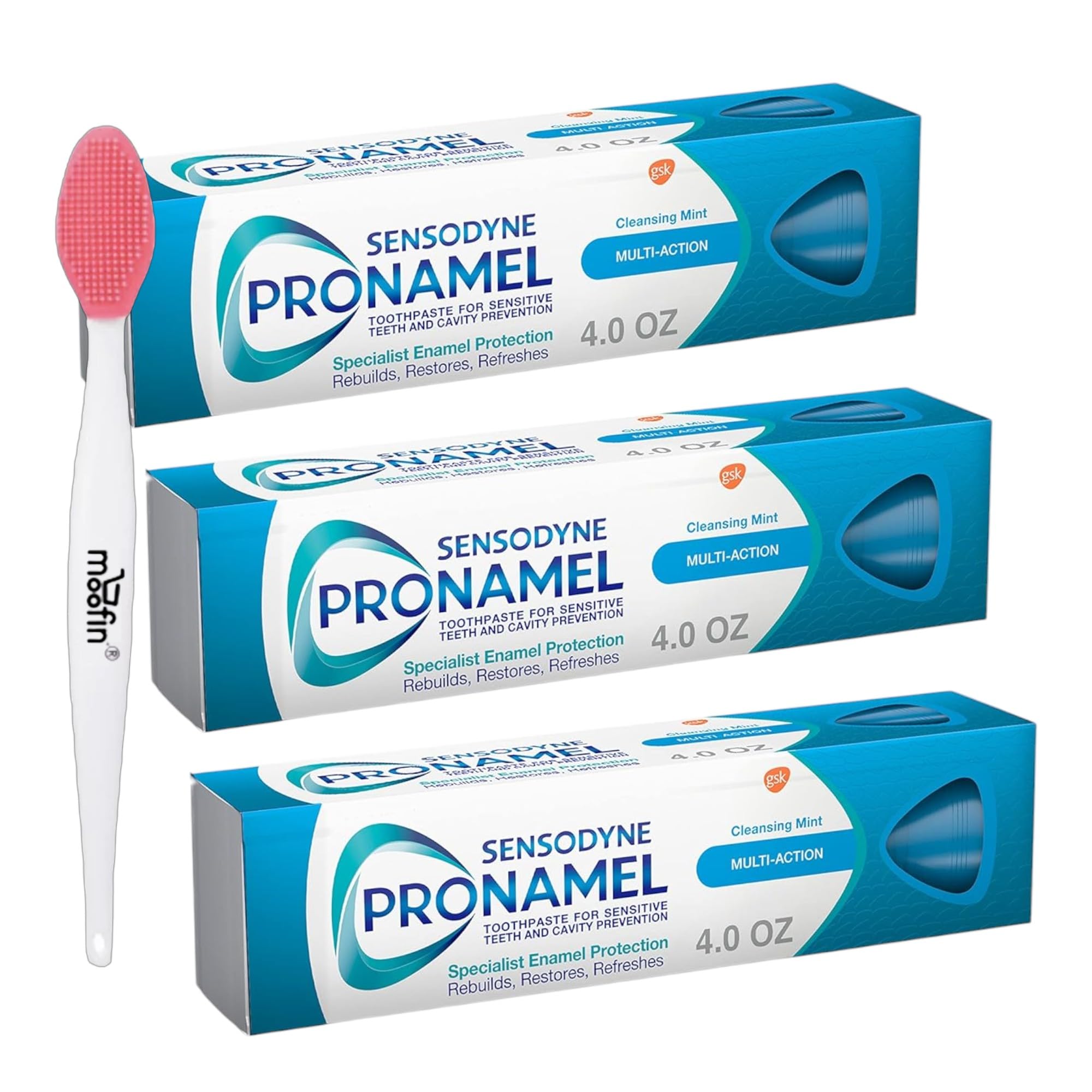 Pronamel Multi-Action Toothpaste 3-Pack, 4oz Tubes – Advanced Enamel Protection & Sensitivity Relief With Cleansing Mint Flavor, With Bundle Of Nose Cleaning Brush [Pack Of 3]