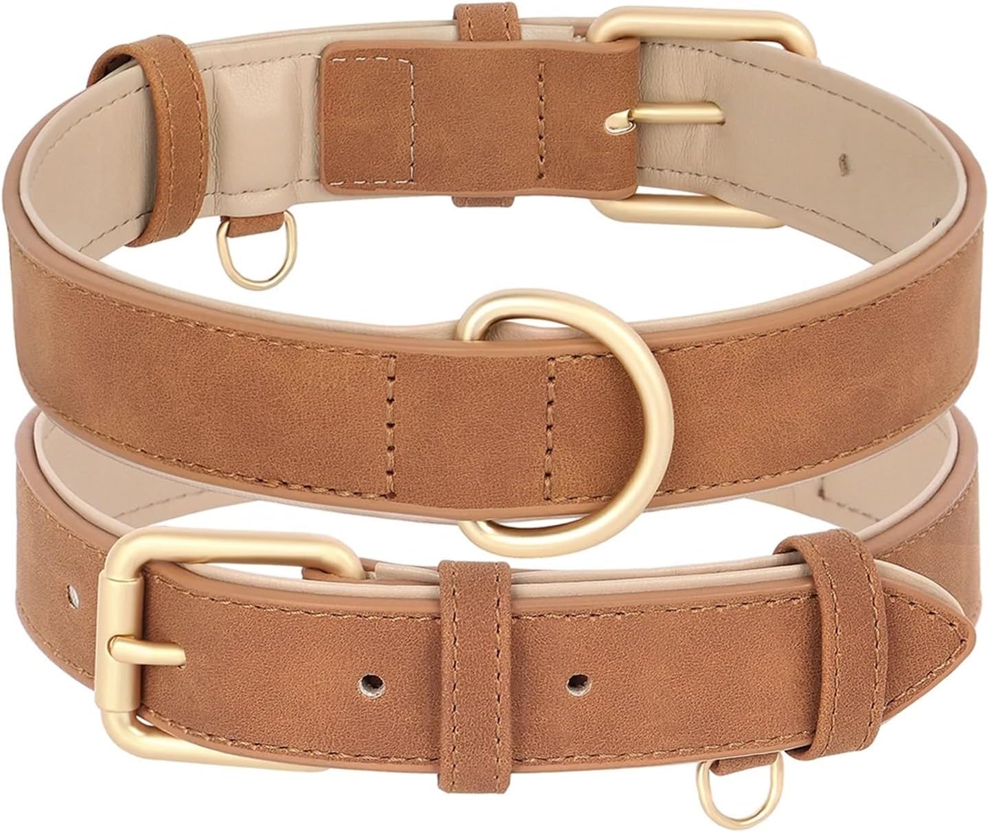 Soft Padded Dog Collar Leash Set PU Leather Pet Collars Necklace with Walking Lead Rope Adjustable for Small Medium Dogs(1pc Blue Collar,X-Large)