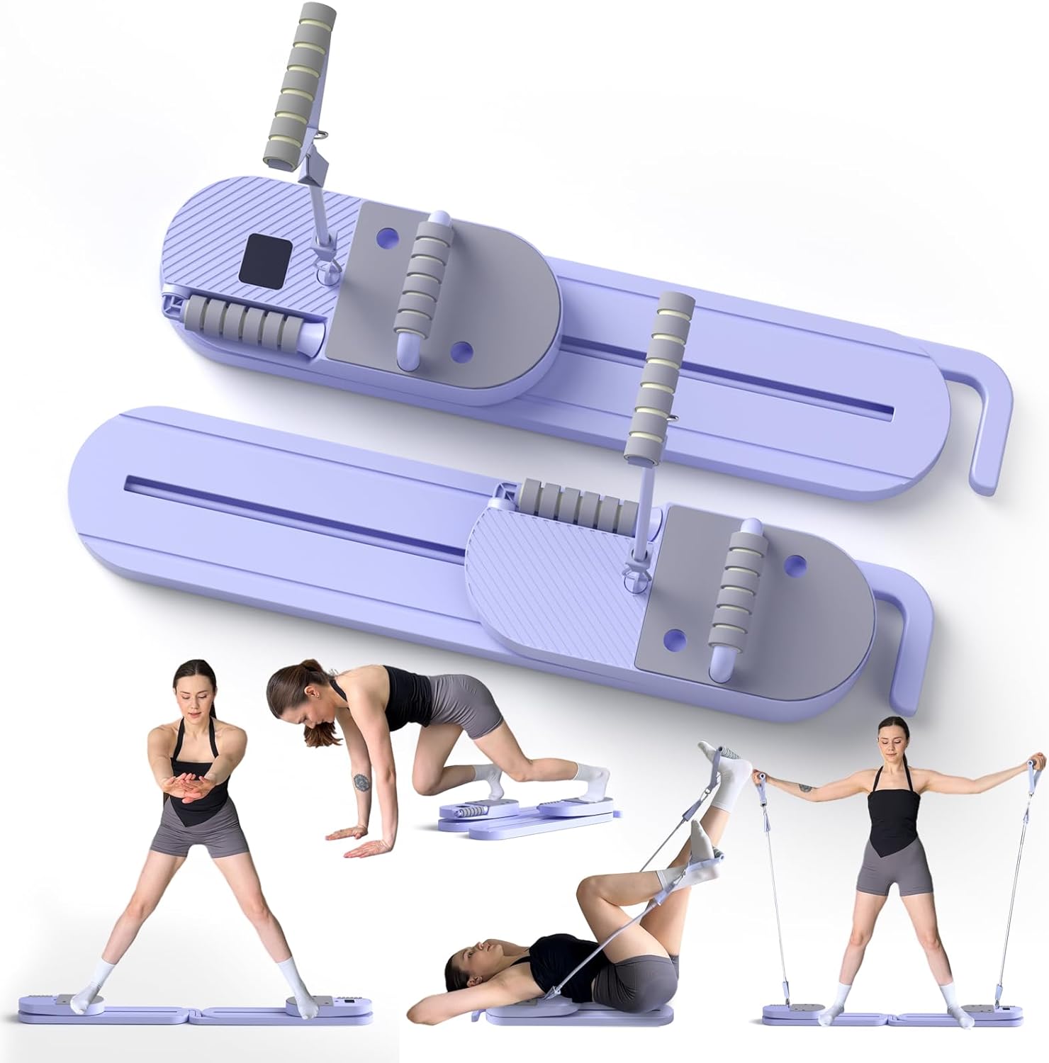 Pilates Board, 20 in 1 Portable Pilates Reformer Machine with Resistance Band, Pilates Board for Home Workout, Multifunctional Pilates Reformer Board for Full Body Workout