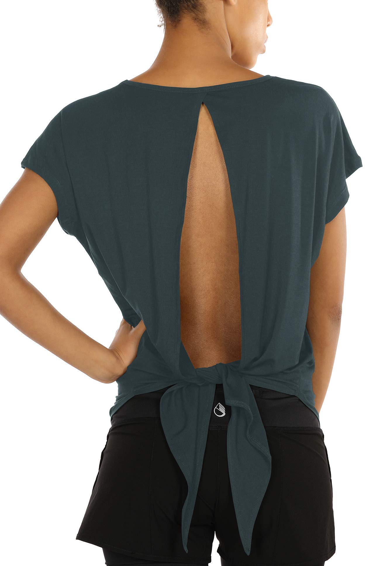 icyzone Women's Open Back Athletic T-Shirts for Workout Exercise Yoga