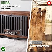 Vista 4 de Muebles de jaula para perros de 33.3 pulgadas, jaulas plegables para perros con cuencos giratorios de 360°, jaula de madera para cachorros con marco
