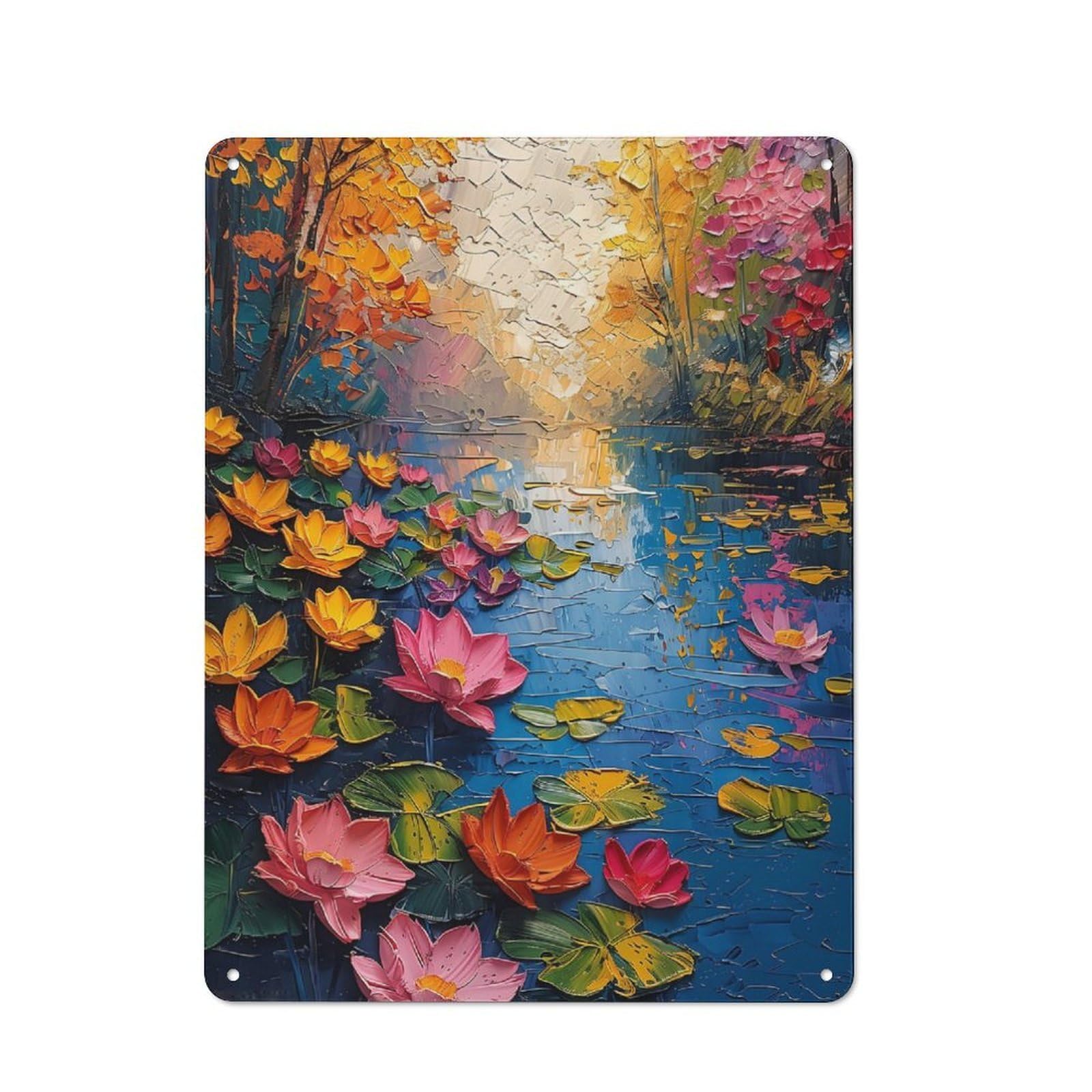 Junmoney Rivers Roses Sunset Retro Printed Metal Sign 40X30cm For Kitchen Or Home Bar, For Garage, Workshop And Man Cave Decoration