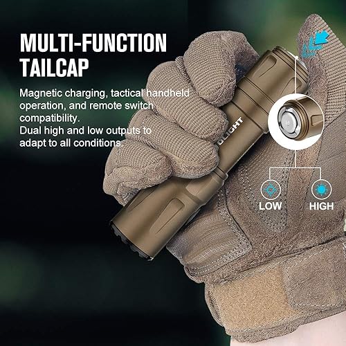 Miniatura 6 de OLIGHT Odin Mini 1250 lúmenes linterna táctica ultra compacta recargable, montaje Mlok-Mount, montaje de riel deslizante extraíble e interruptor