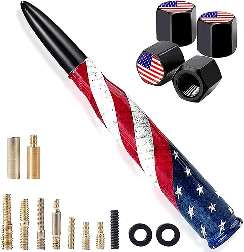 Antena de camión para automóvil con tapas de vástago de válvula, mástil de antena corta para GM Chevy Silverado 1500 2500 3500 HD Avalanche Ford