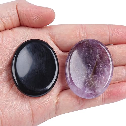 Loveliome - Piedra calmante para el pulgar, en forma de gota, para relajar el estrés y curación con cristal Reiki, cabe en la palma de la mano