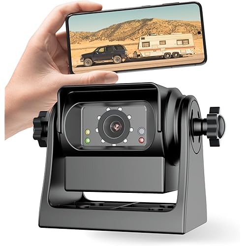 EWAY Strong Magnetic Wireless Backup Camera for iPhone Android, WiFi Hitch Camera Rechargeable Battery for Hitch Gooseneck Travel Boat Horse Trailer Truck Camper RV Front Rear View Reverse Back up