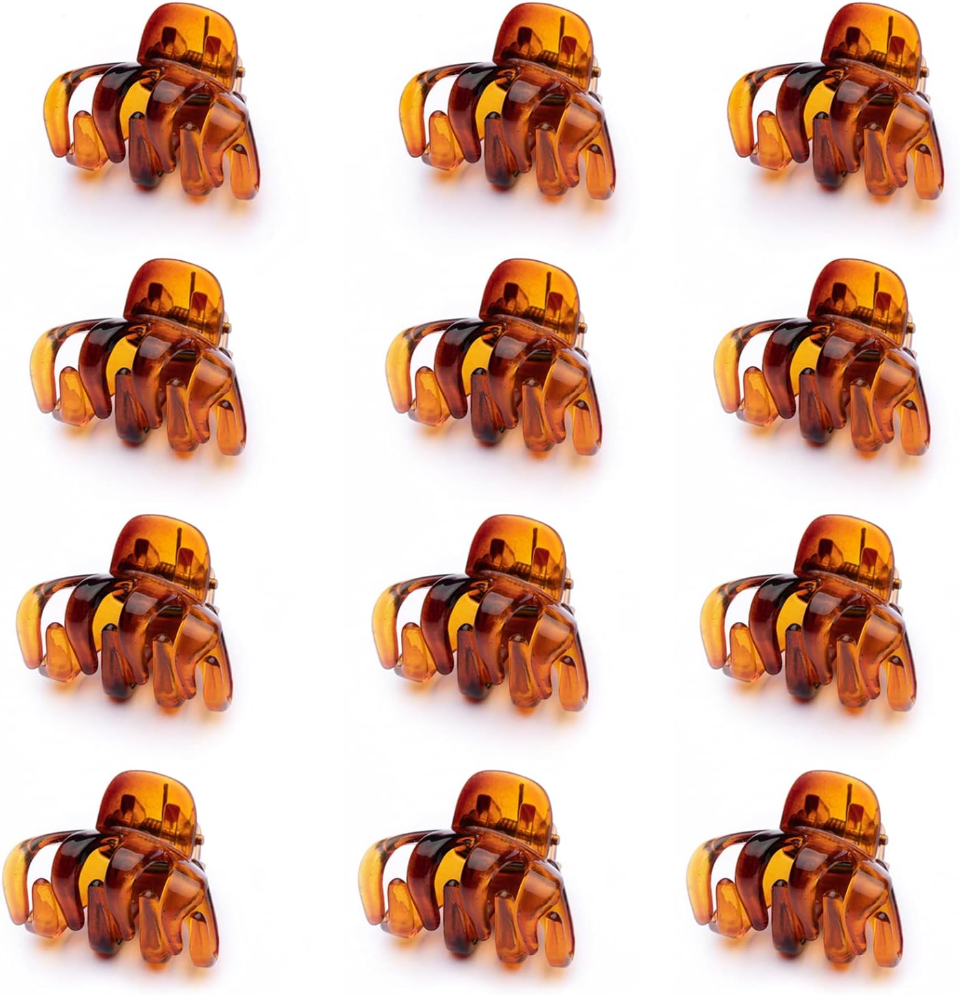 Cobahom 12 Pcs Small Claw Clips 1.2 Inch Plastic No-Slip Mini Clips for Thin Hair Styling Accessories for Women and Girls (Brown)