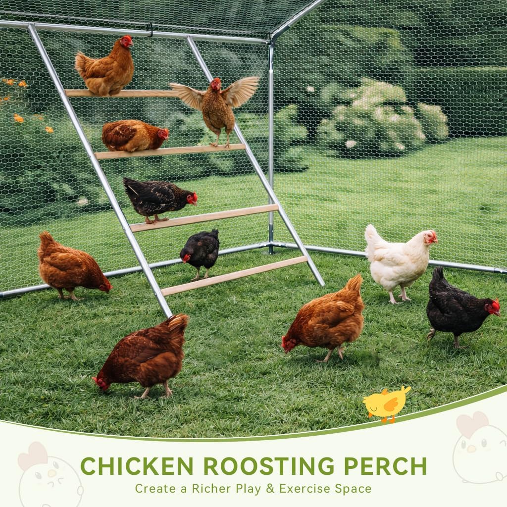 COMHOMA 13×10×6.6FT Large Metal Chicken Coop with Roosting Perch,Walk-in Chicken Run with Waterproof Roof & Lockable Door,Outdoor Poultry Cage for Hens,Ducks,Rabbits