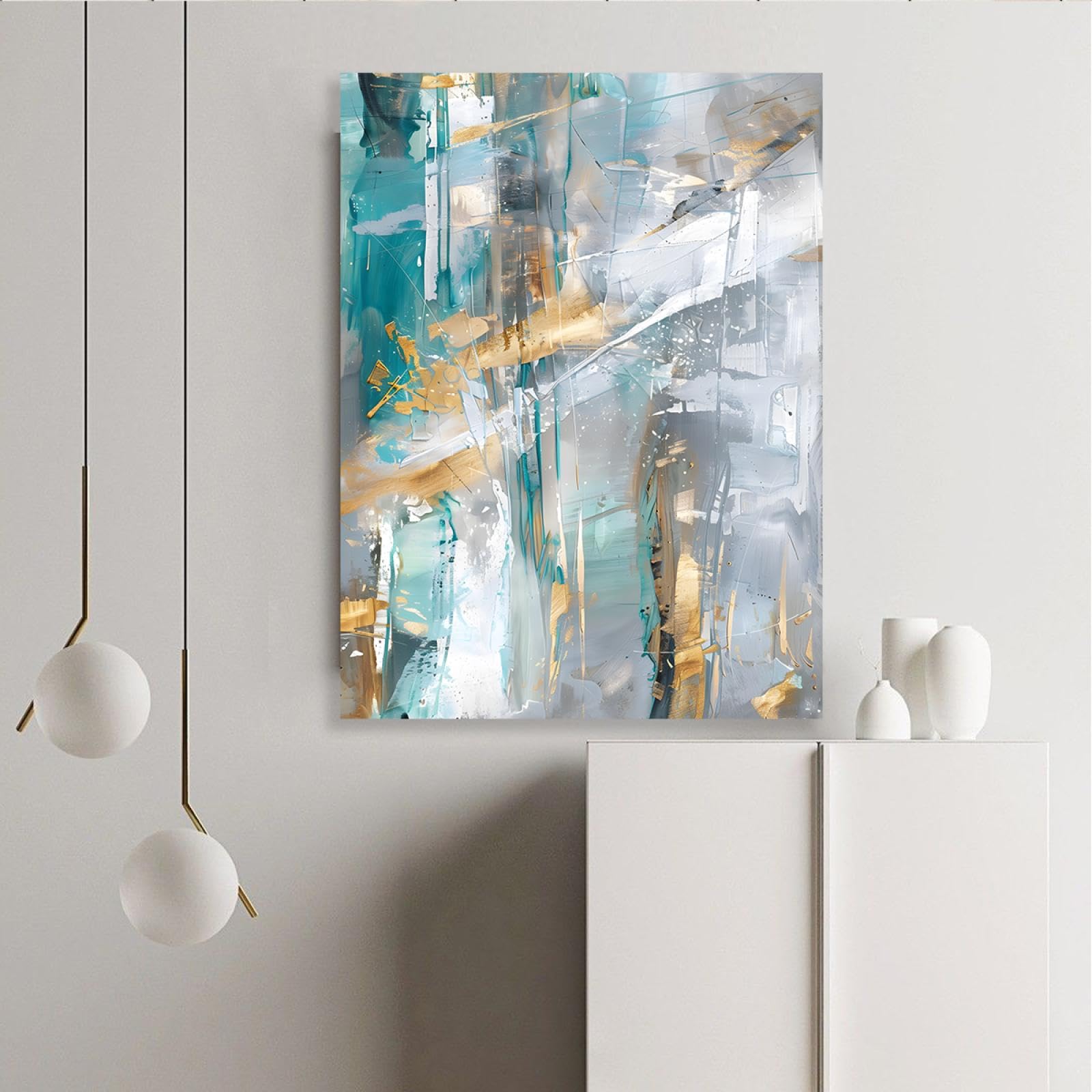 TOANGWALL Modny styl płótno plakat malarstwo plamy farby akwarelowej plamy abstrakcyjny druk geometryczny sztuka ścienna do dekoracji mieszkania, 70 x 100 cm, rama wewnętrzna