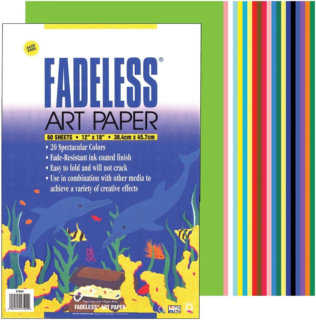 Creativity Street Craft Paper P0057504, 20 Assorted Colors, 12" x 18", 60 Sheets