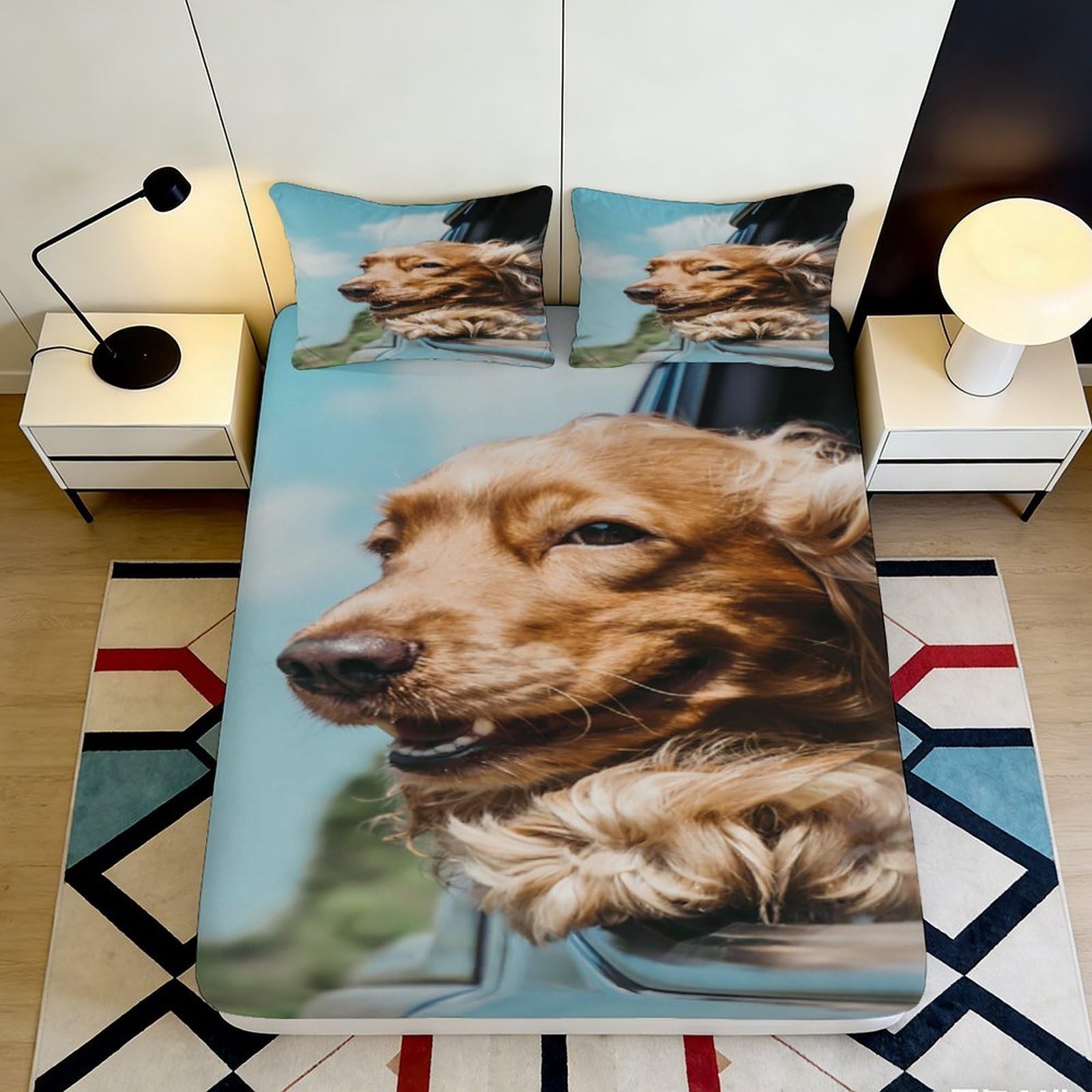 Jqzkxnhpbr Style-6 3D Printed Golden Retriever Fitted Sheet Microfiber Soft Breathable Dog Bed Cover For Bedroom Guestroom Mattress Decor 90X200x25cm